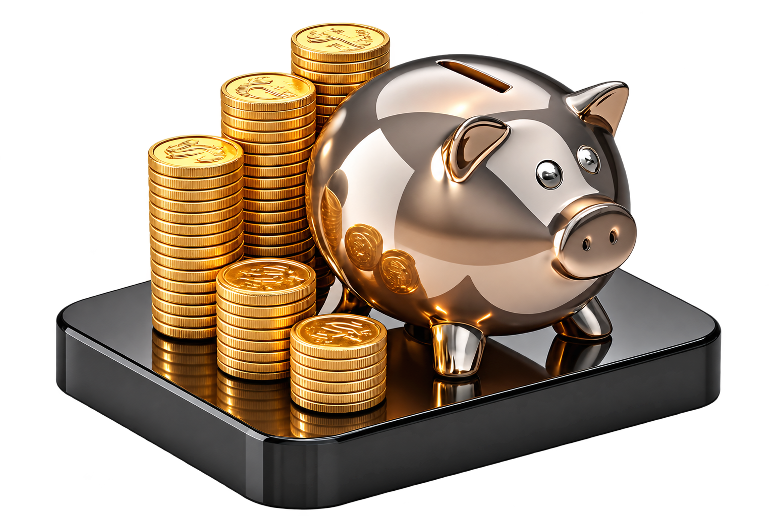 Piggy bank and coins representing asset value