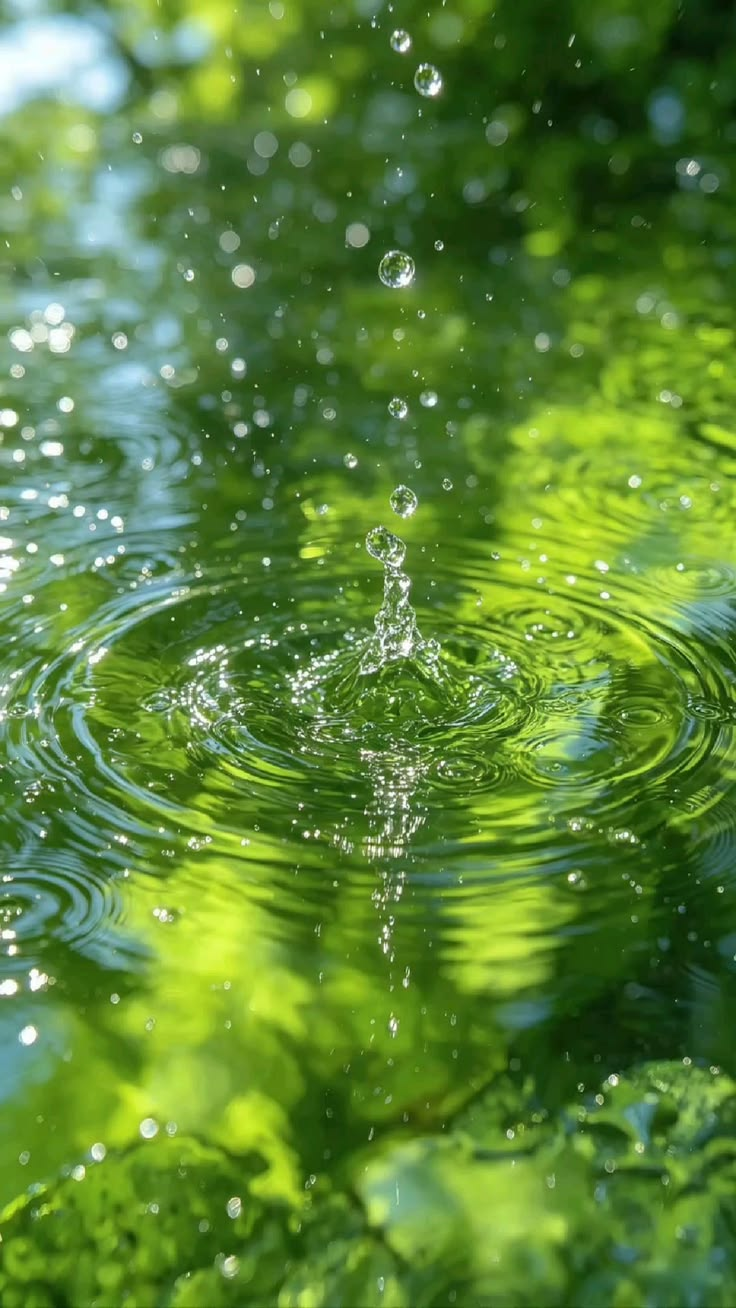 Water ripple in green nature