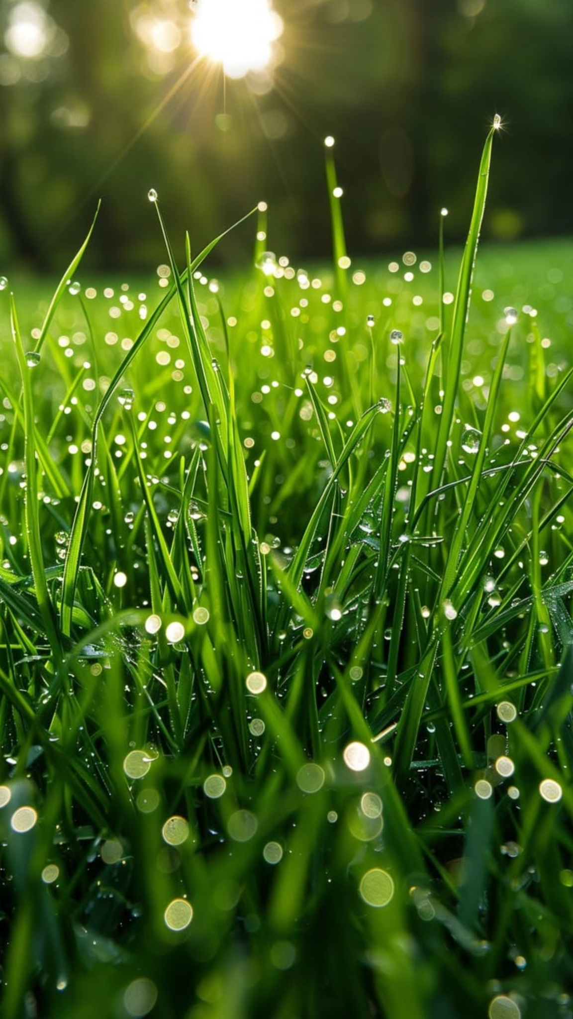 Dew on green grass